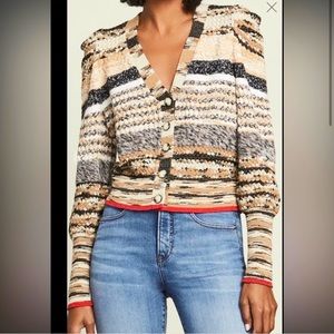 Veronica Beard Cecily Mixed-Knit Cardigan - Size M, NWT